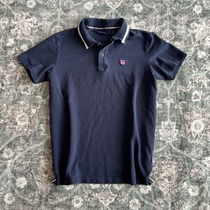 Vintage Gant Dark Blue Polo Shirt with White Trim